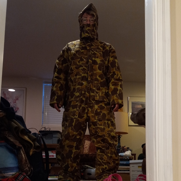VTG Mount'n Prairie duck camo coverall snow suit with detachable hood size large - Picture 15 of 15